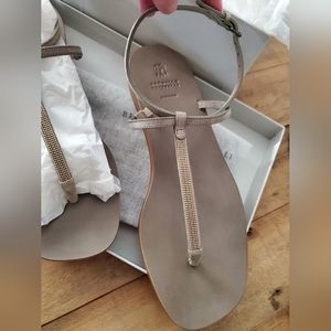 NWT Brunello Cucinelli Suede Thong Sandals Size 10